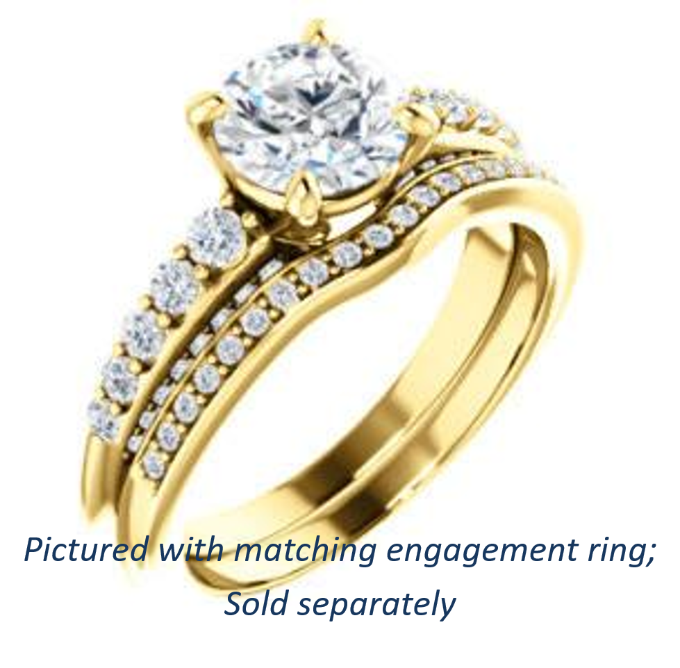 Cubic Zirconia Engagement Ring- The Rachelle (Customizable Round Cut with 3-Sided Round Prong Side Stones)