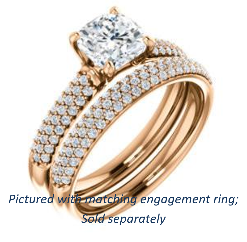 Cubic Zirconia Engagement Ring- The Roxy Edith (Customizable Cushion Cut Center with Stackable Triple Pavé Band)
