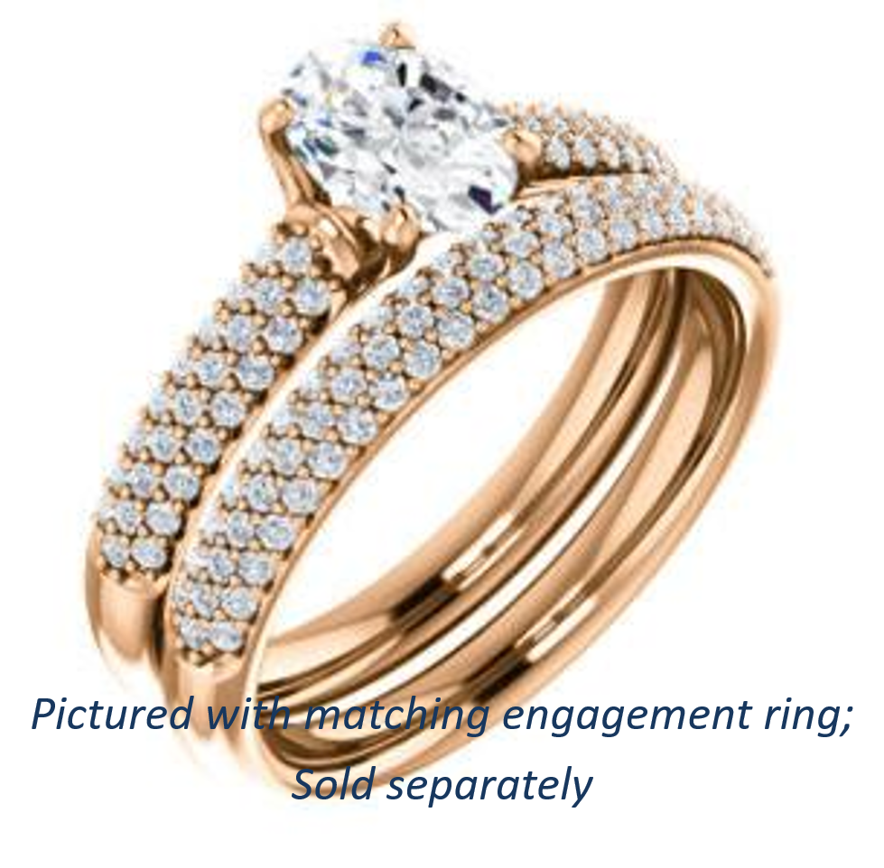 Cubic Zirconia Engagement Ring- The Roxy Edith (Customizable Oval Cut Center with Stackable Triple Pavé Band)