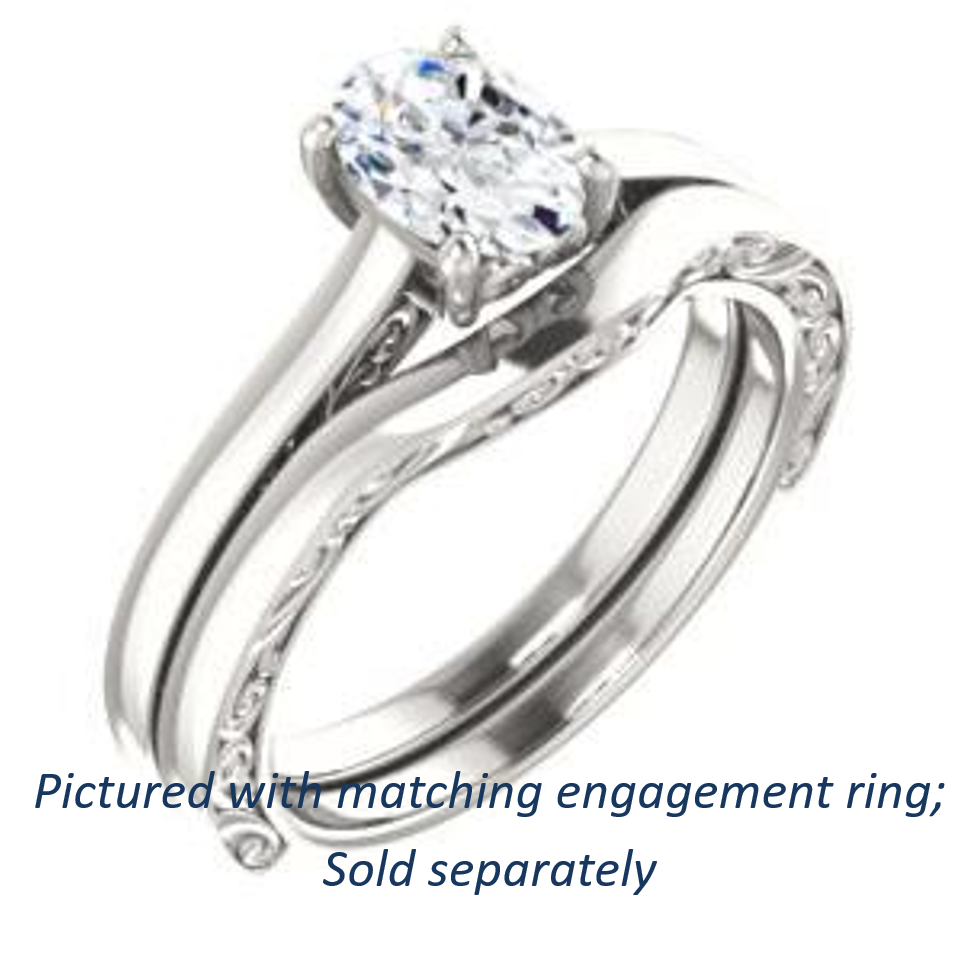 Cubic Zirconia Engagement Ring- The Salome (Customizable Oval Cut Solitaire featuring Band Filigree)